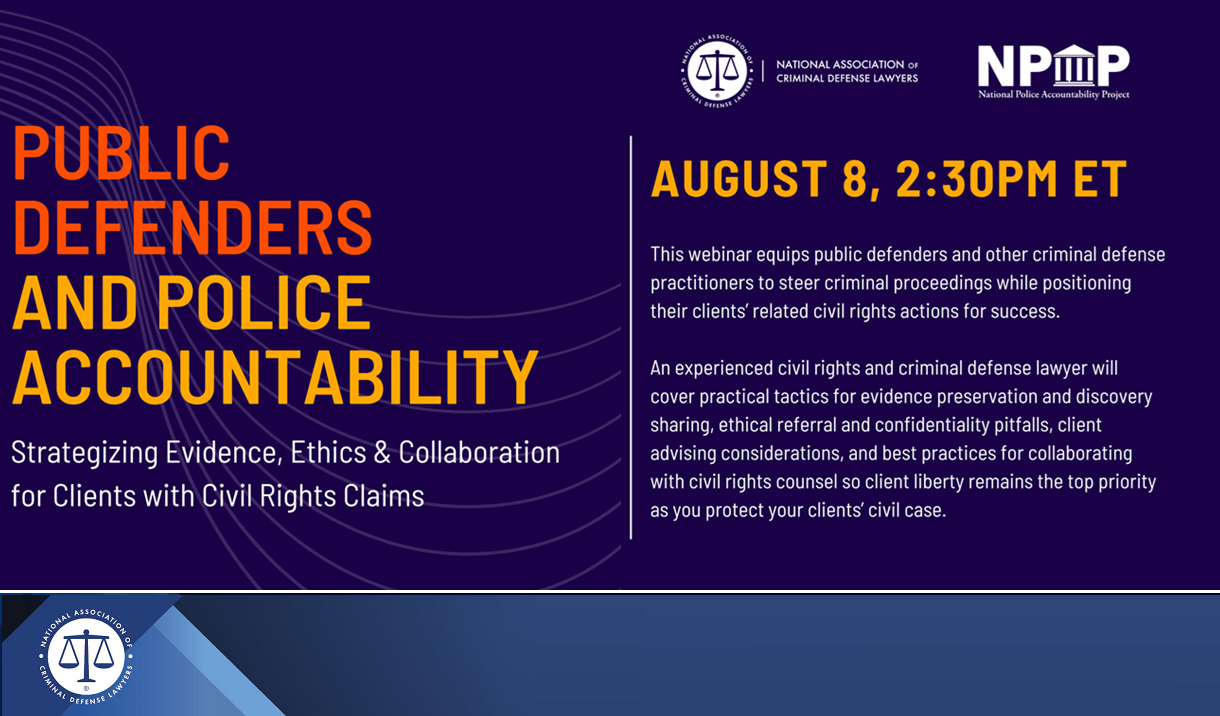 Public Defenders and Police Accountability II: Strategizing for Clients with Civil Rights Claims Cover
