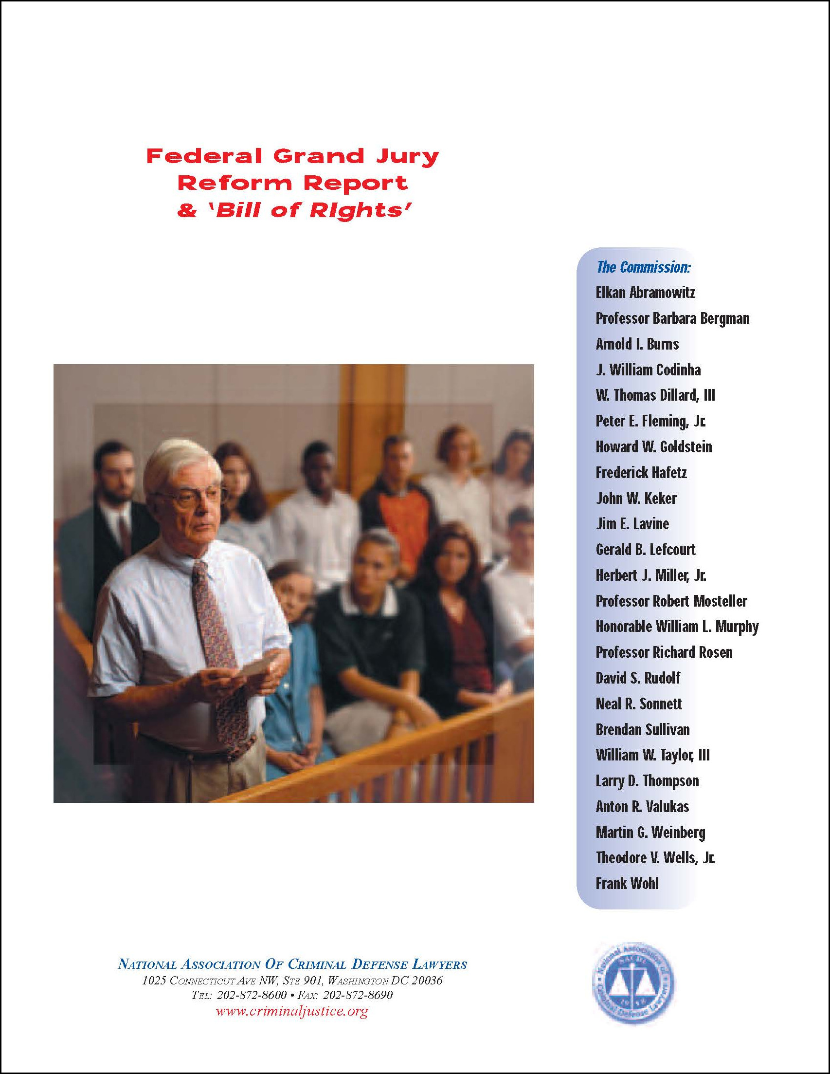 Cover for NACDL report Federal Grand Jury Reform Report & Bill of Rights