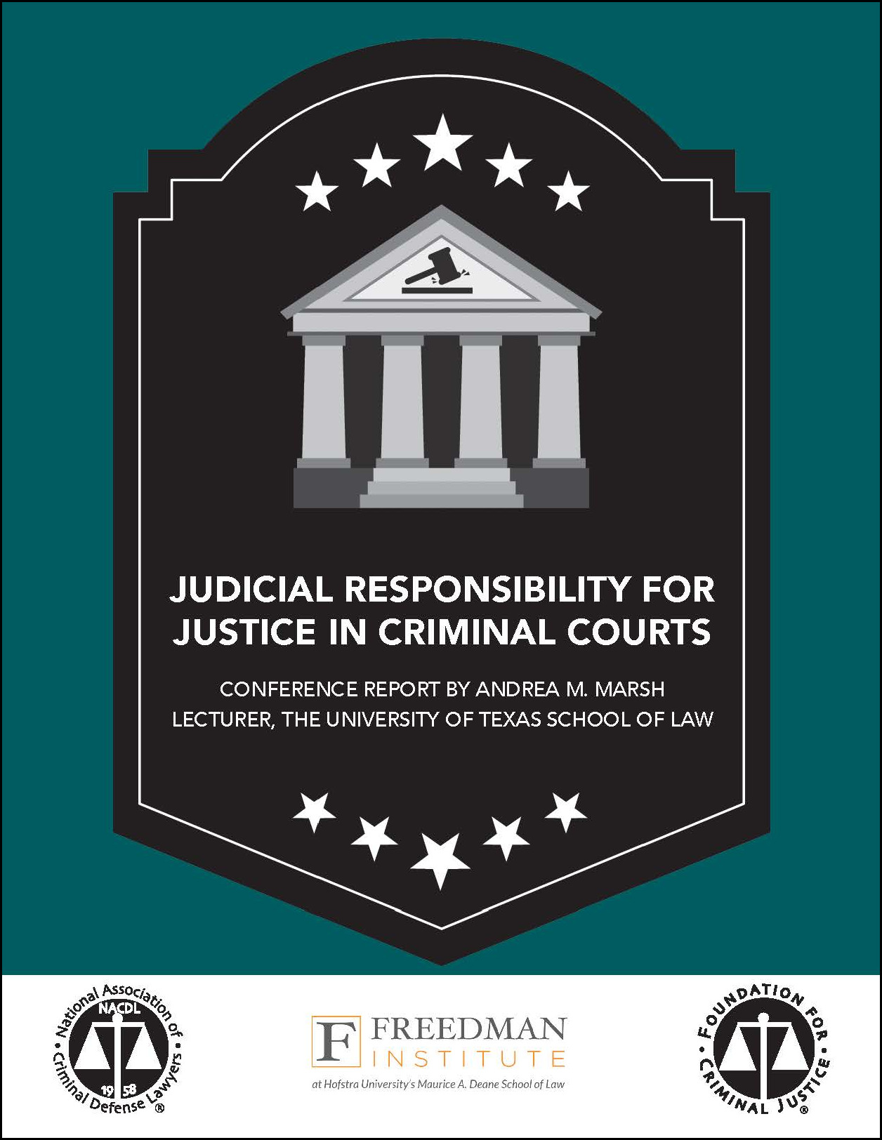 Cover for NACDL report Judicial Responsibility for Justice in Criminal Courts