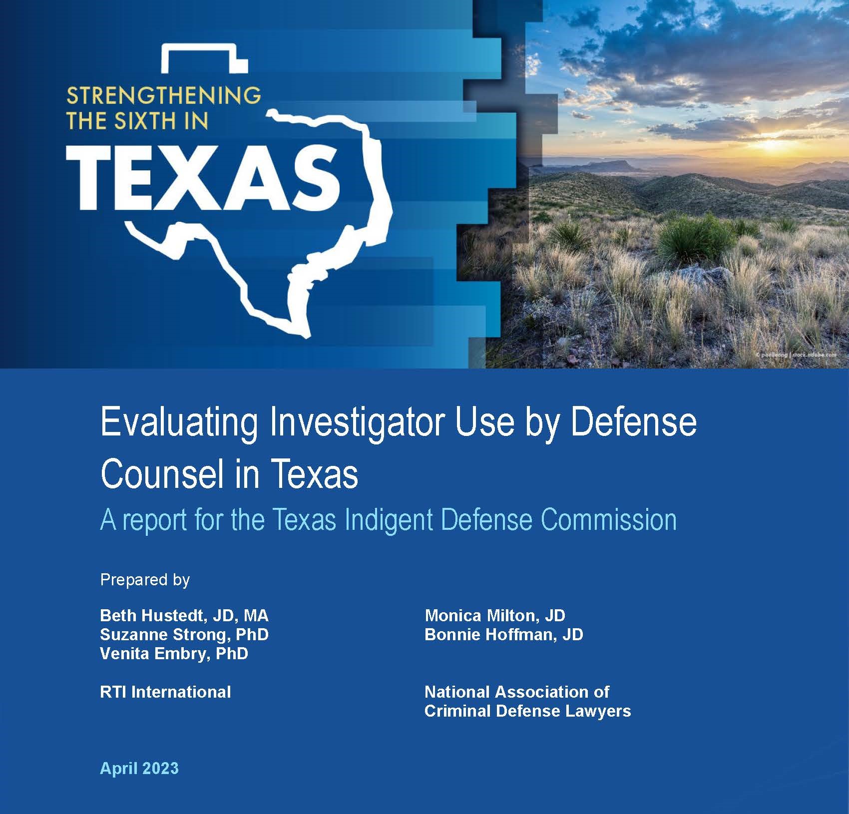 Evaluating Investigator Use by Defense Counsel in Texas Cover