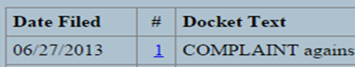 PACER Search Docket Report Hyperlinked Number