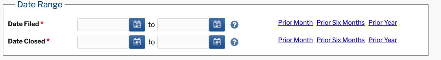 PACER Search Date Range