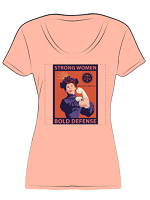 Strong Women, Bold Defense T-Shirt – Women’s V-Neck (Peach) - Small