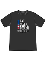 Eat. Sleep. Defend. Repeat. T-Shirt (Black) - Small