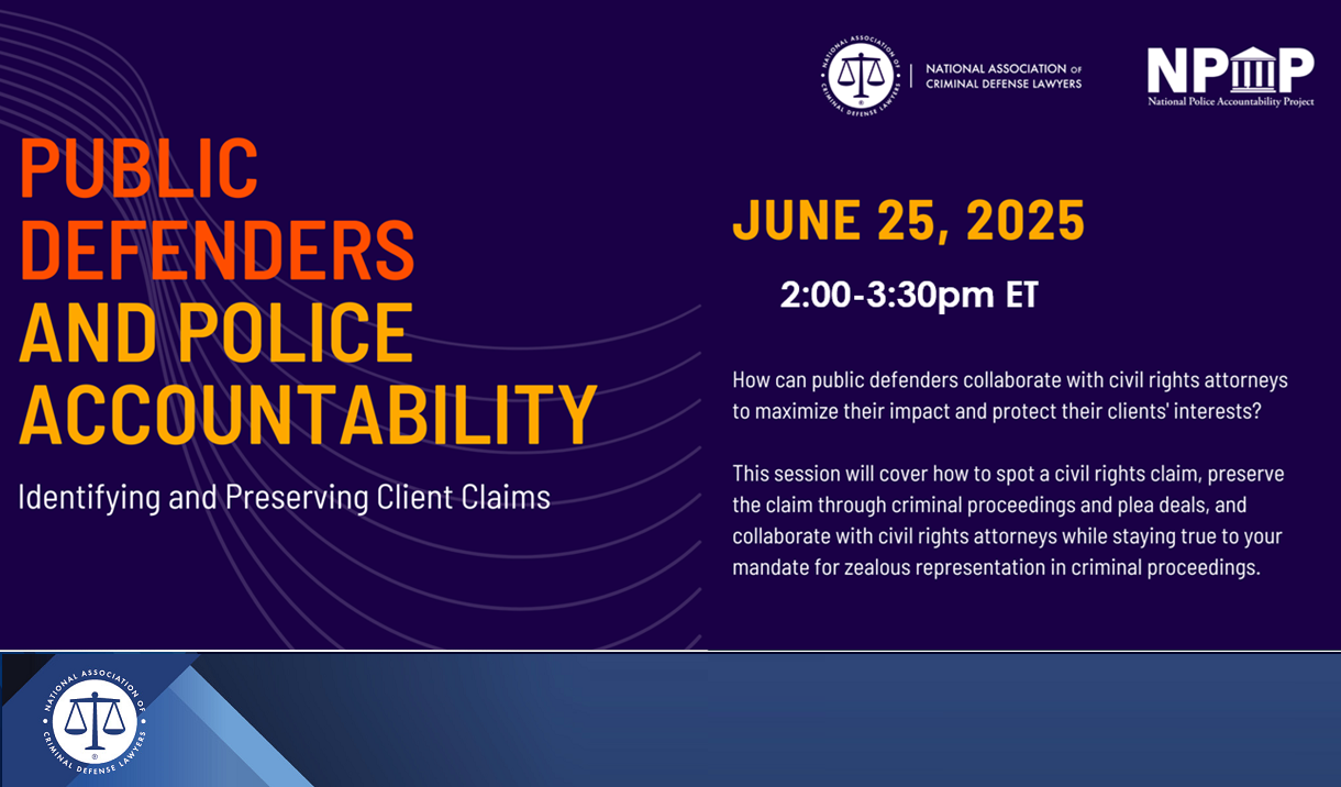 Public Defenders and Police Accountability: Identifying and Preserving Client Claims Cover