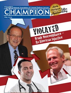 The Champion cover May 2013 retrospective issue on the 50th anniversary of Brady v. Maryland